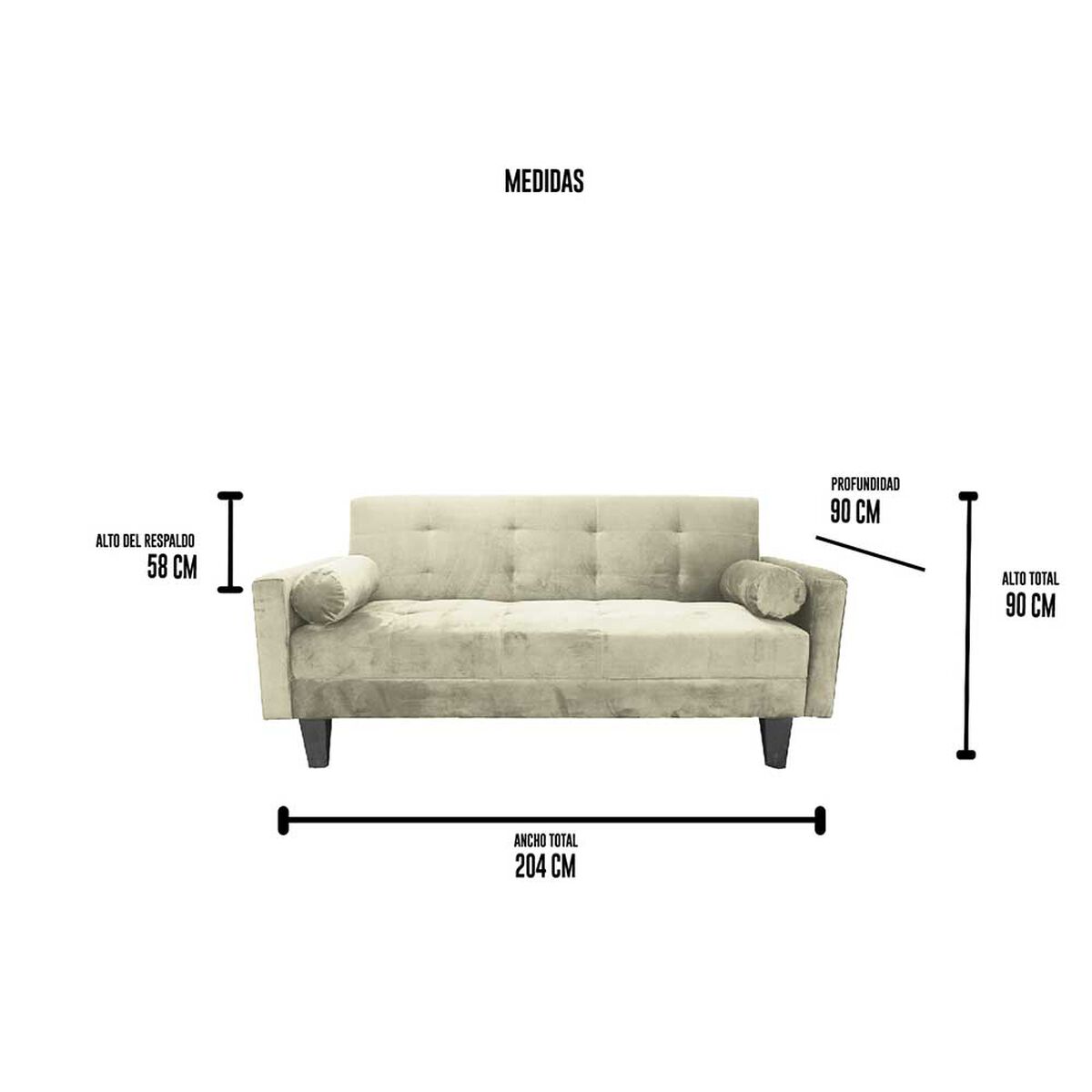 Sofá Cama Deco Class Esparta 3 Cuerpos Beige