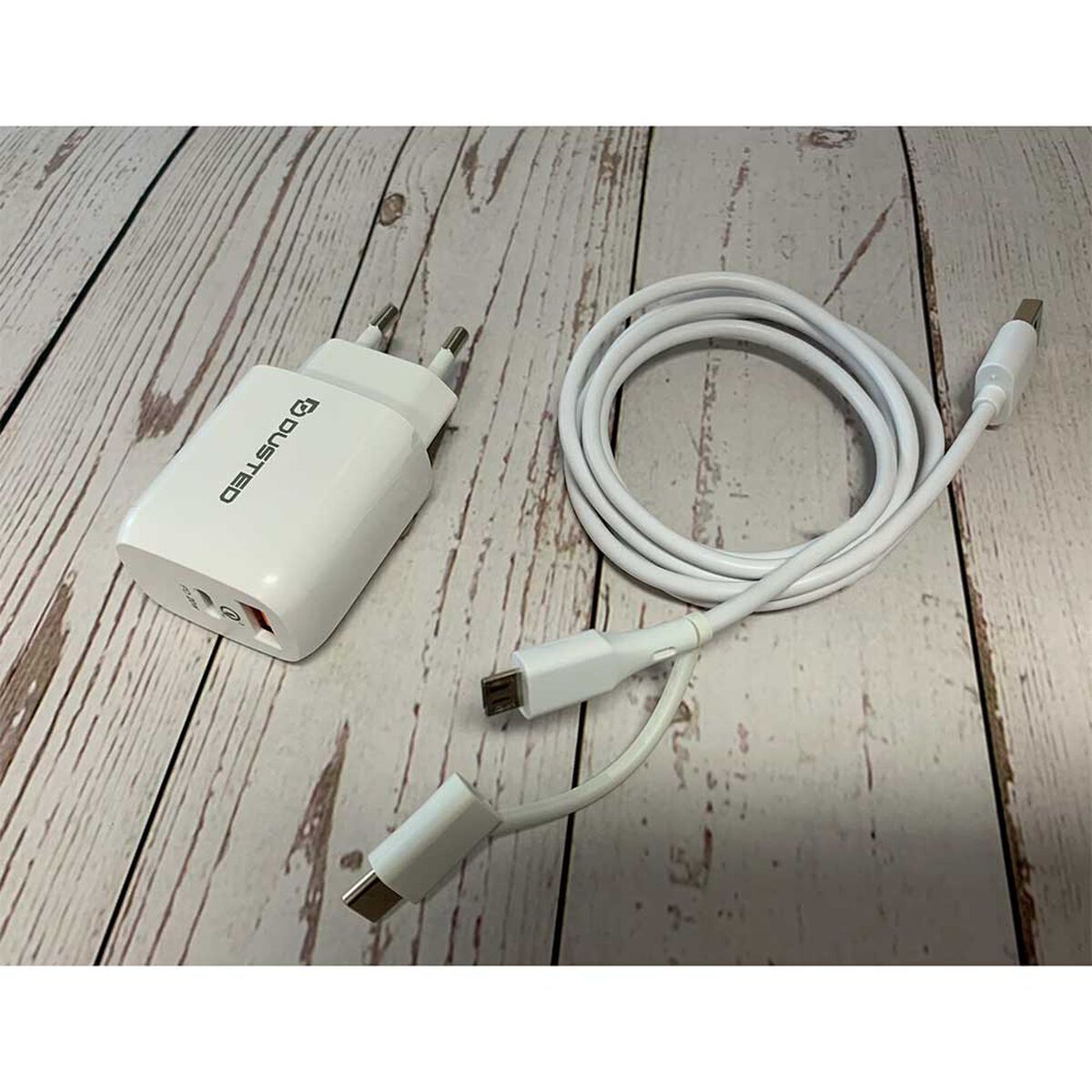 Cargador USB 2 en 1 Dusted Tipo-C y Tipo-A 20W Blanco