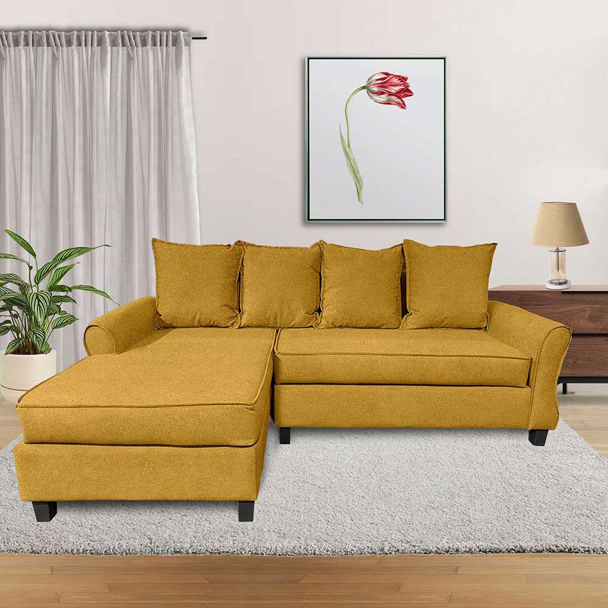 Sofá Seccional Izquierdo Living Factory Barcelo 3 Cuerpos Mostaza