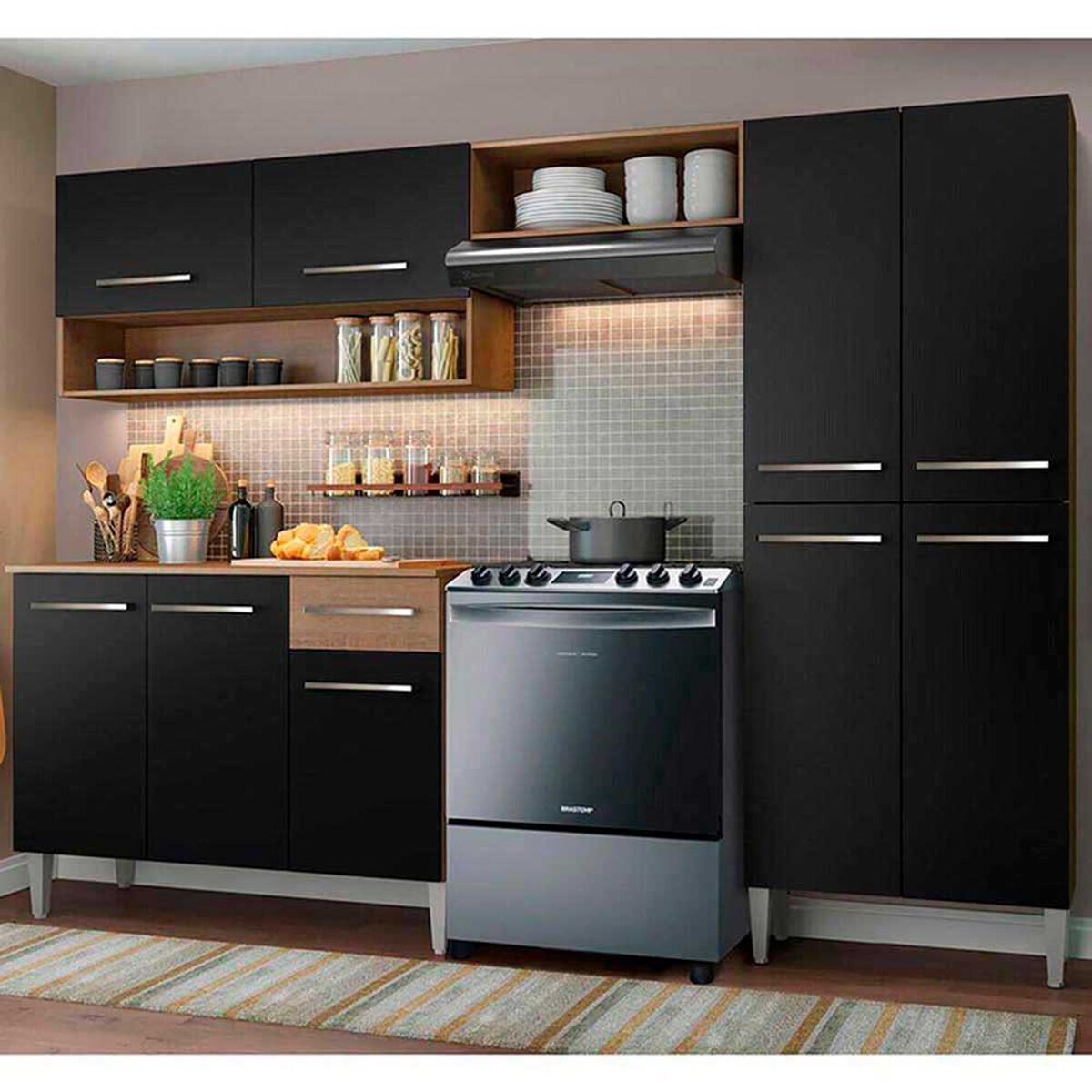 Mueble de Cocina Vekkahome Emilly Negro