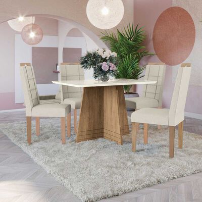 Imagen 2 del producto Juego de Comedor Yardas Roma 4 Sillas Off White