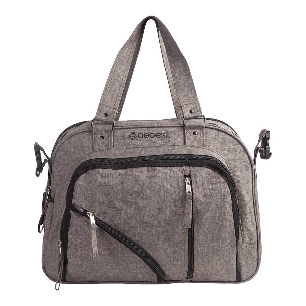 Bolso Maternal Con Porta Mamadera & Mudador Beige Bebesit