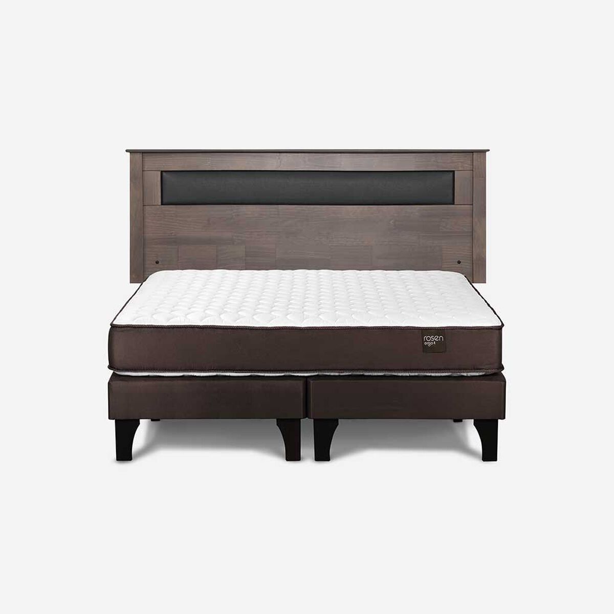 Cama Europea Rosen Base Dividida 2 Plazas New Ergo T + Respaldo Ferrera Gris