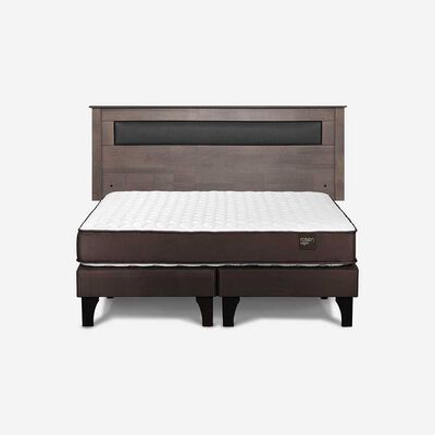 Cama Europea Rosen Base Dividida 2 Plazas New Ergo T + Respaldo Ferrera Gris