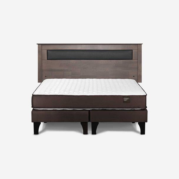 Cama Europea Rosen Base Dividida 2 Plazas New Ergo T + Respaldo Ferrera Gris
