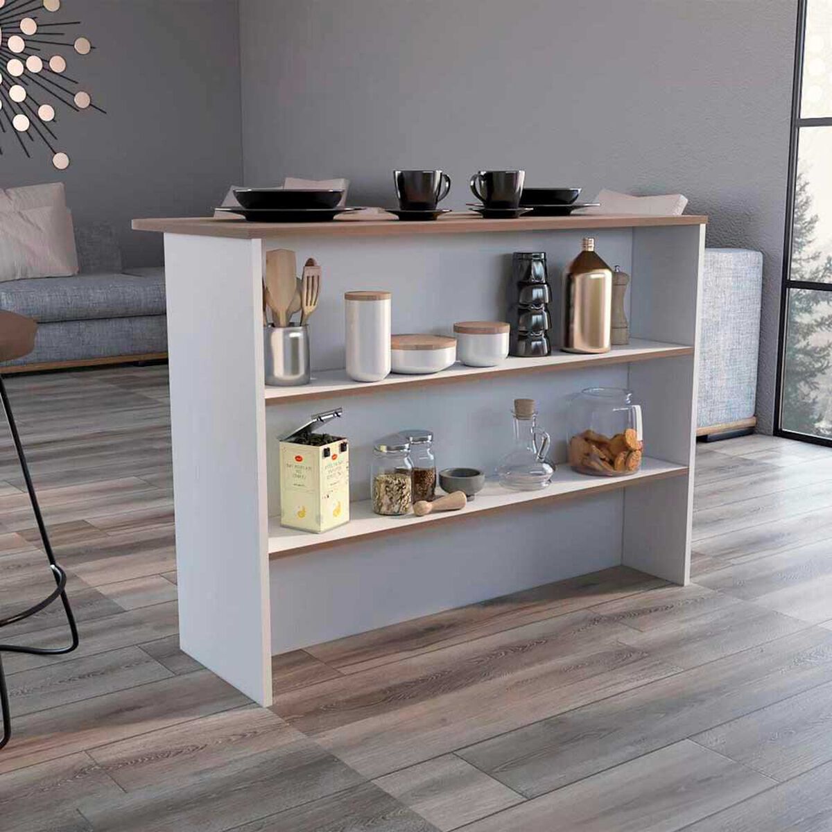 Barra Auxiliar TuHome Fendi 4 Puertas Blanco Casta&ntilde;o