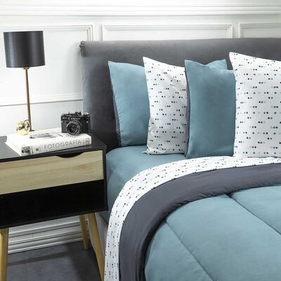 Imagen 2 del producto Set Plumón Bicolor + Juego de Sábanas Zibel 1,5 Plazas Liso Turquesa Azul