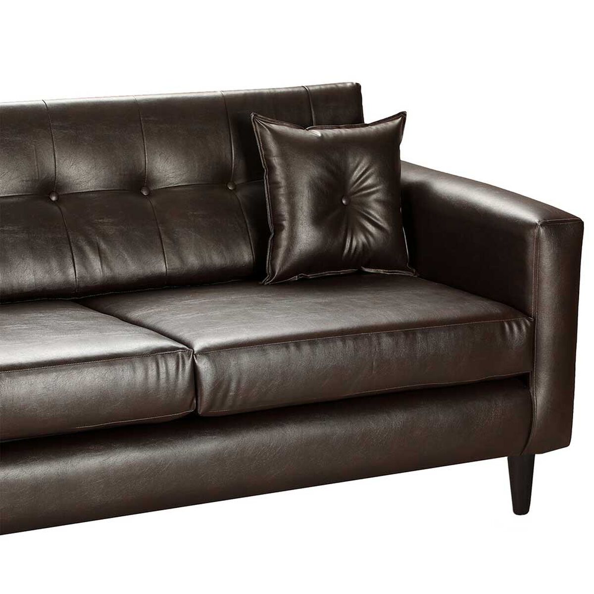 Juego de Living Bodevir New Retro PU 00 Sof&aacute; 3 Cuerpos + Dos Pouf 1 Cuerpo Chocolate&nbsp;