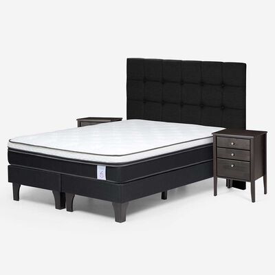 Imagen 2 del producto Cama Europea Rosen Base Dividida King New Style + Respaldo + 2 Veladores Issey