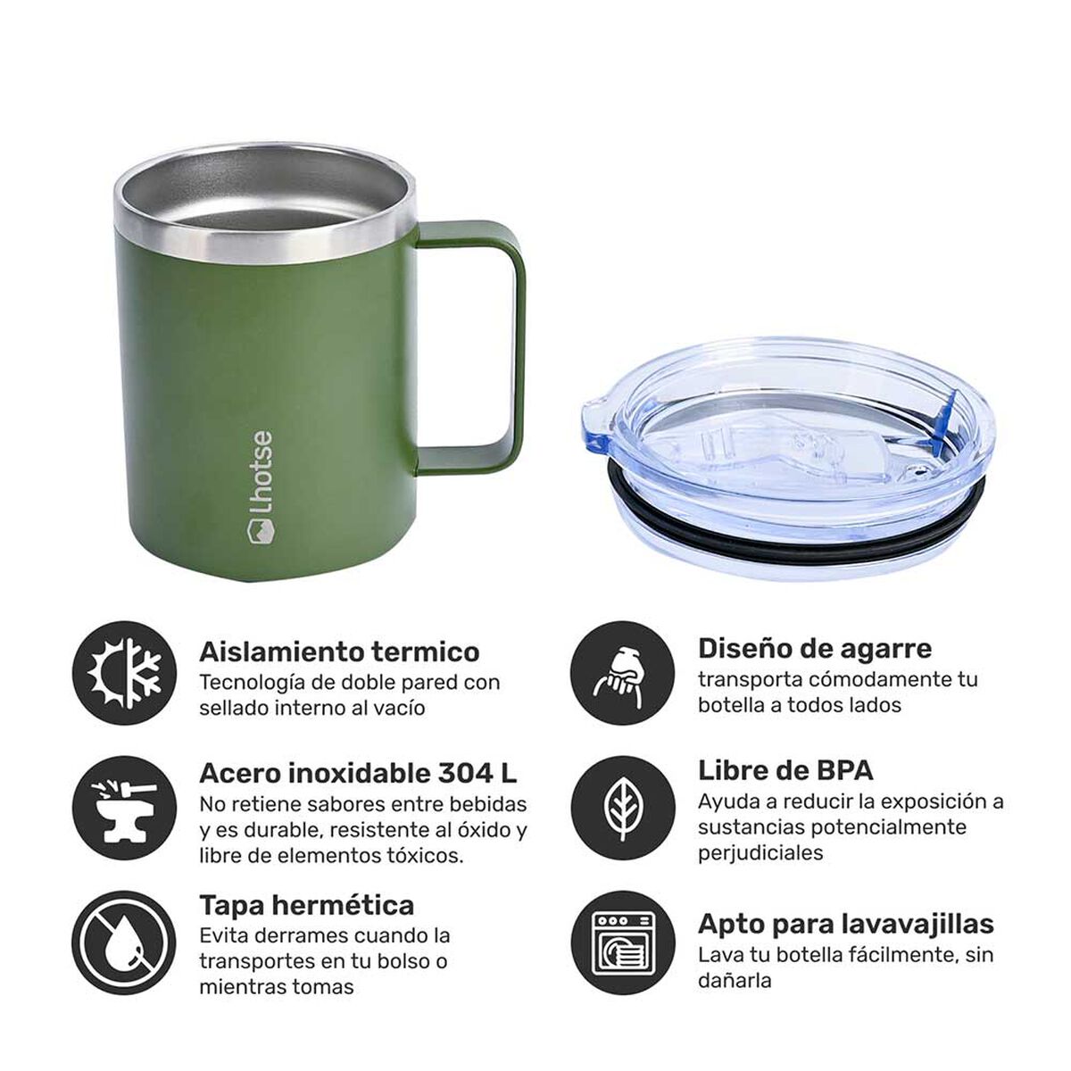 Taza Térmica Lhotse Camping 350 ml Verde
