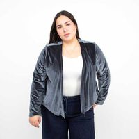 Chaqueta Terciopelo Plush Mujer Extralindas Petroleo