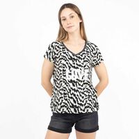 Polera Manga Corta Mujer Zibel Animal-Pri, Azul, Blanco, Coral, Gris