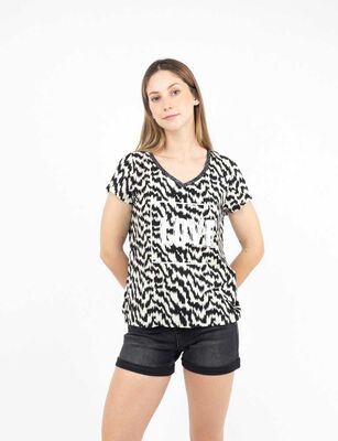 Imagen 1 del producto Polera Manga Corta Mujer Zibel Animal-Pri, Azul, Blanco, Coral, Gris
