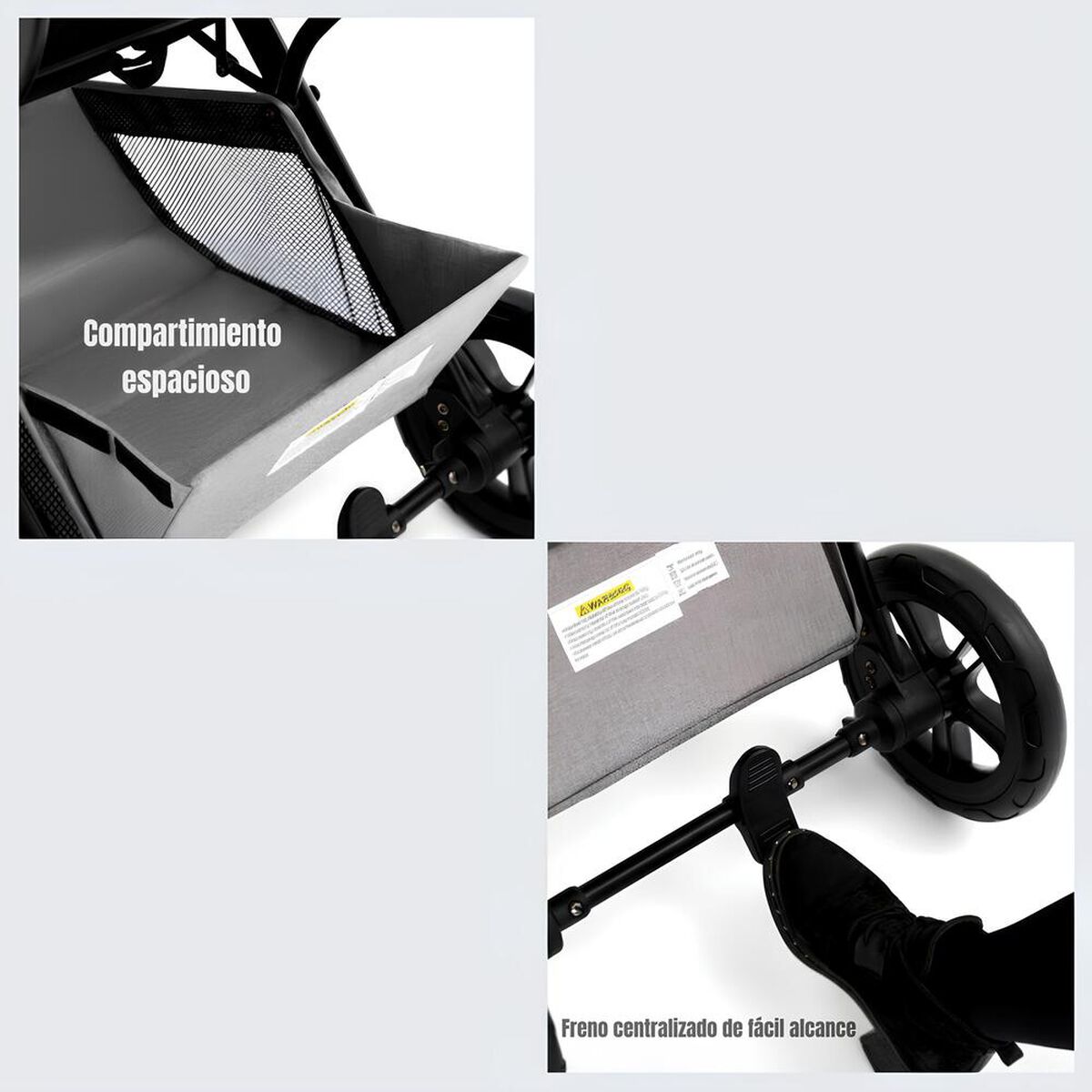 Coche de Paseo con Cubre Pies LuBabycas Gris