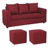 Juego de Living Innovamuebles Marco Sofá 3 Cuerpos + 2 Pouf Burdeo