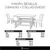 Juego de Comedor Latam Home Sevilla Oviedo 2 Sillas + 2 Bancas Velvet Negro
