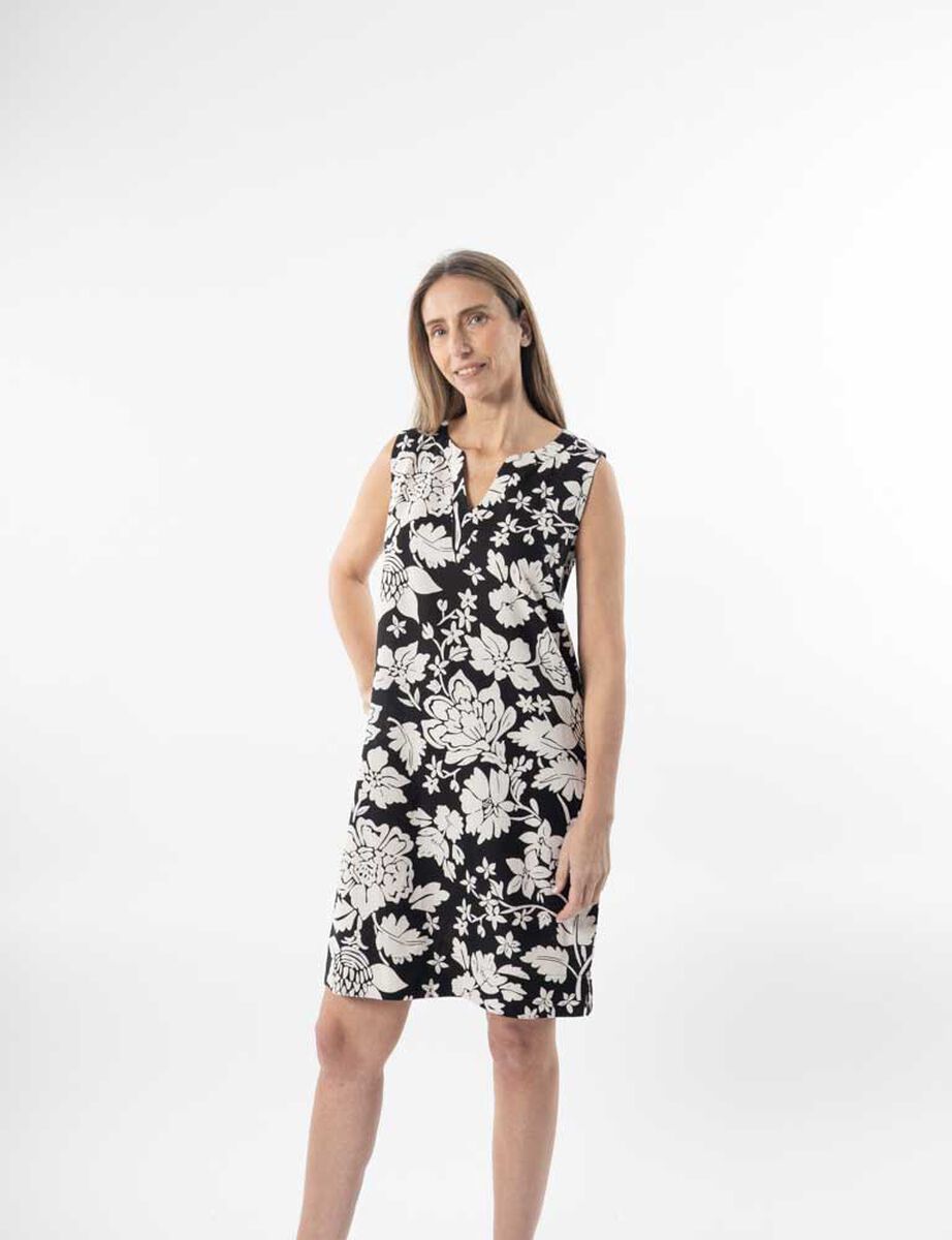 Vestido Lino Midi Sin Mangas Mujer Portman Club