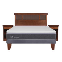 Cama Europea CIC 2 Plazas Ortopedic Advance + Respaldo + 2 Veladores Dublin Caramelo
