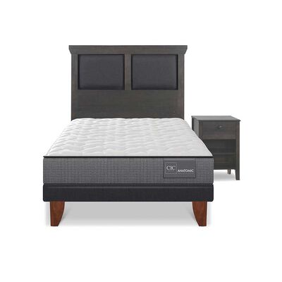 Imagen 1 del producto Cama Europea CIC 1,5 Plazas Anatomic + Respaldo + Velador Torino