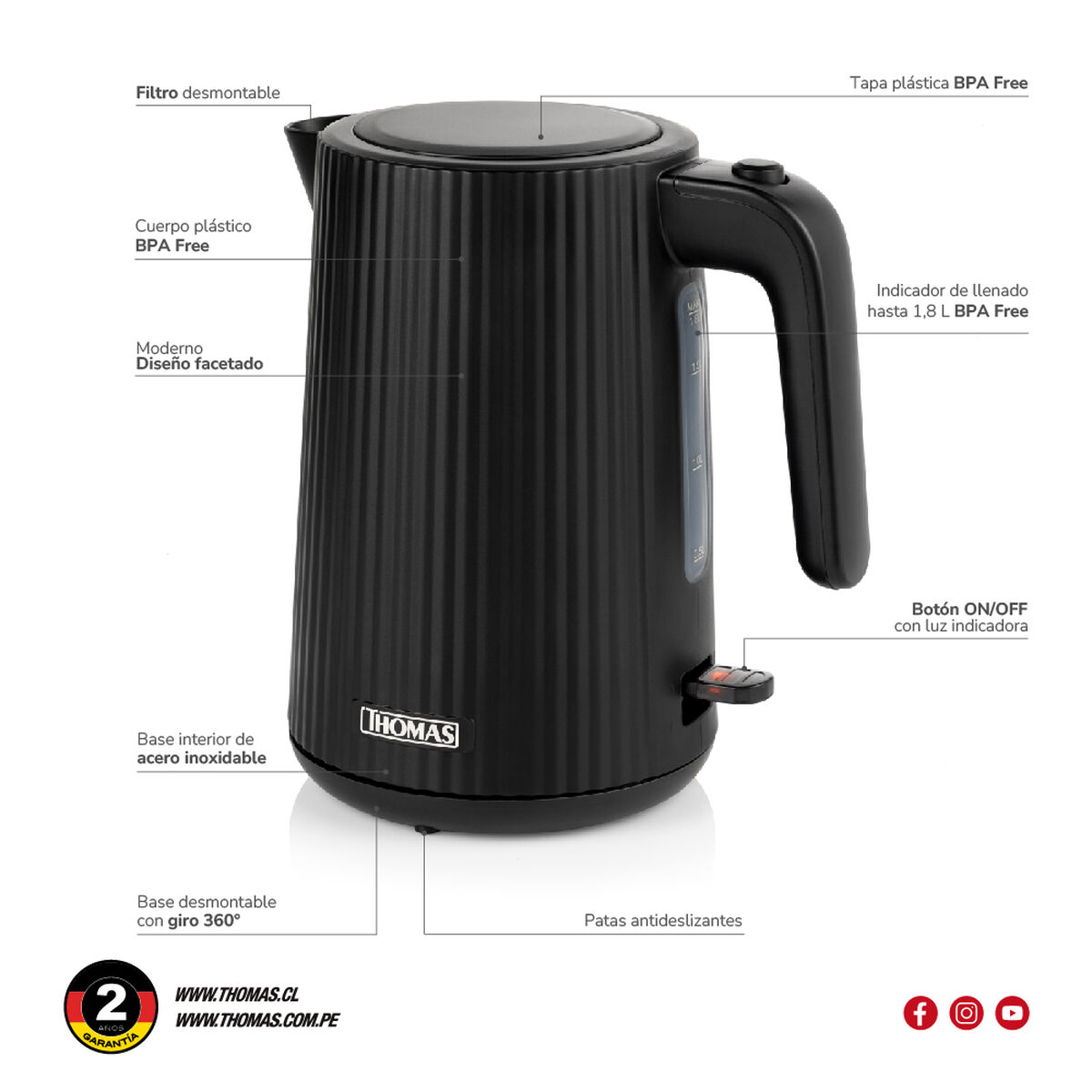 Hervidor Thomas TH-4343N 1,8 lts