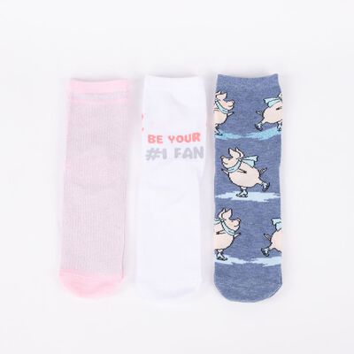 Imagen 1 del producto Pack 3 Calcetines Mujer Icono Rosado
