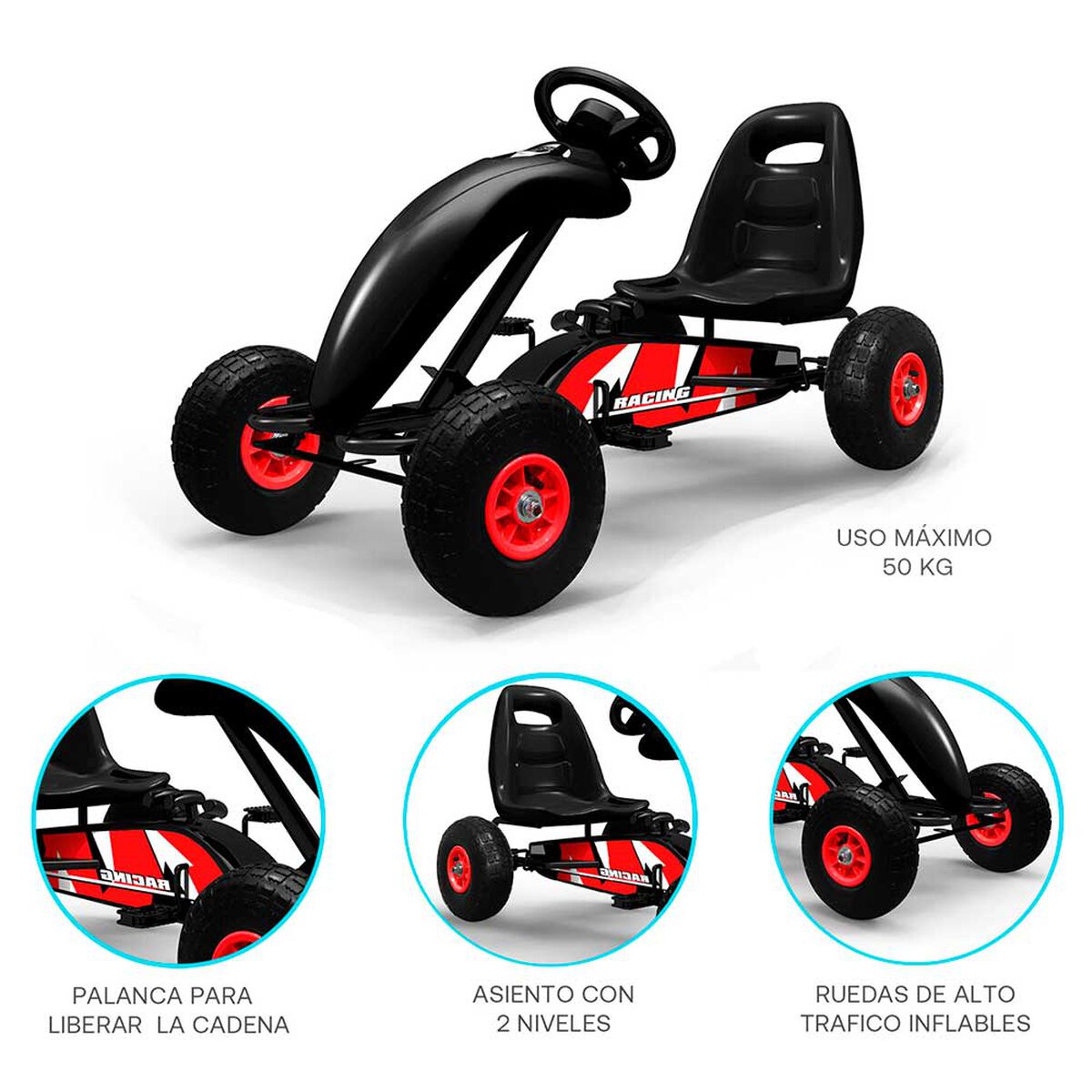 Go Kart a Pedales Negro Bebesit