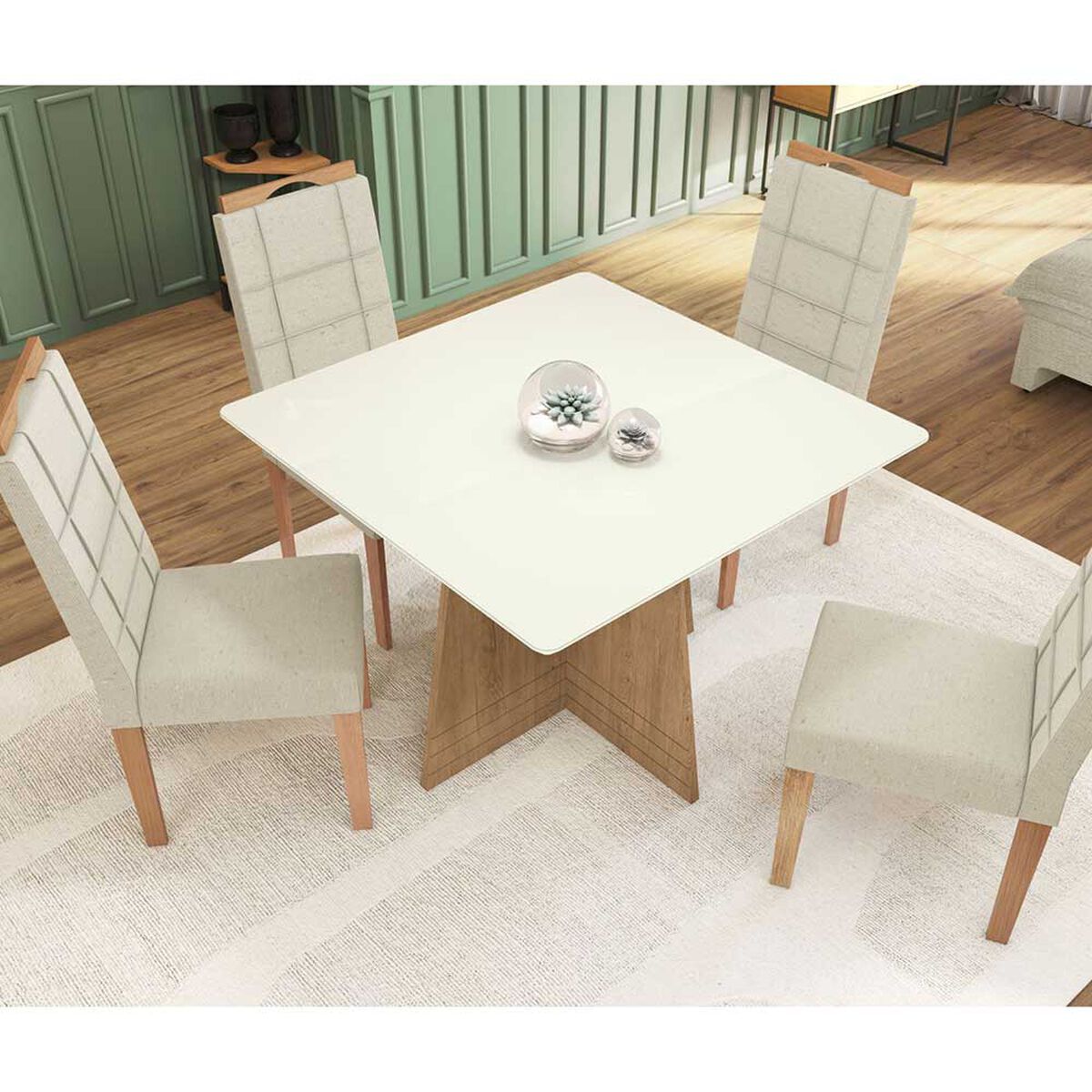 Juego de Comedor Yardas Pizza 4 Sillas Off White