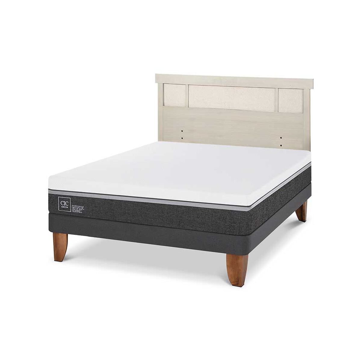 Cama Europea CIC 2 Plazas Ortopedic Advance + Respaldo Dublin Alpino