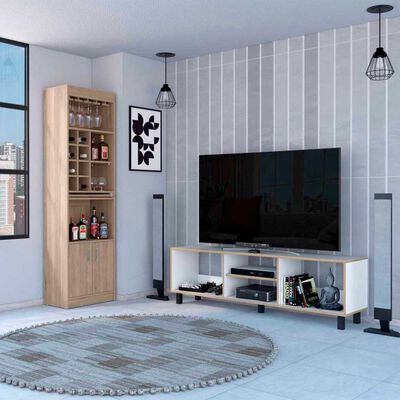 Imagen 1 del producto Combo Rack TV65 + Bar TuHome Nomik Blanco Rovere