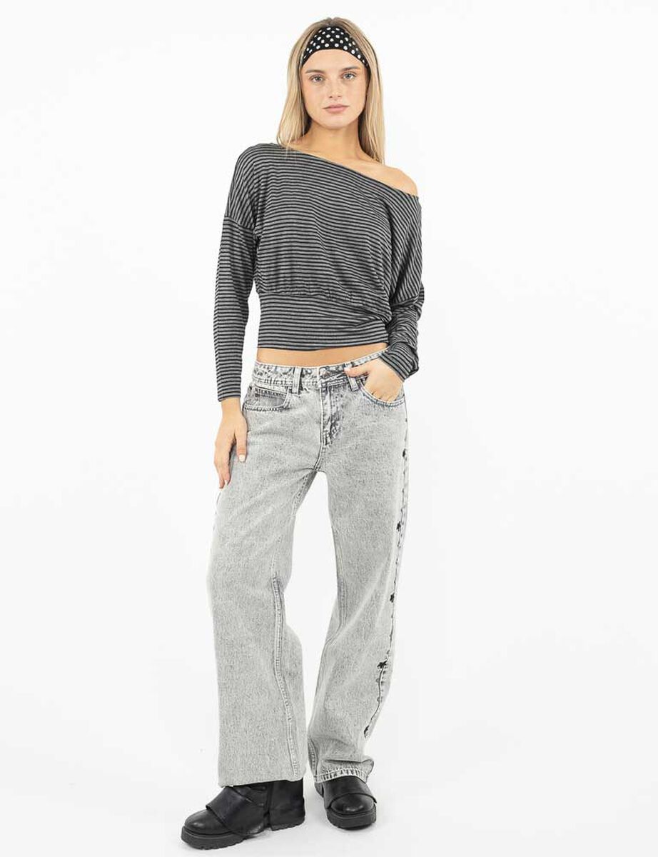 Polera  Off Shoulder Y2K Manga Larga Mujer Icono