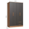 Closet Vekkahome Americano 4 Puertas 2 Cajones Grafito