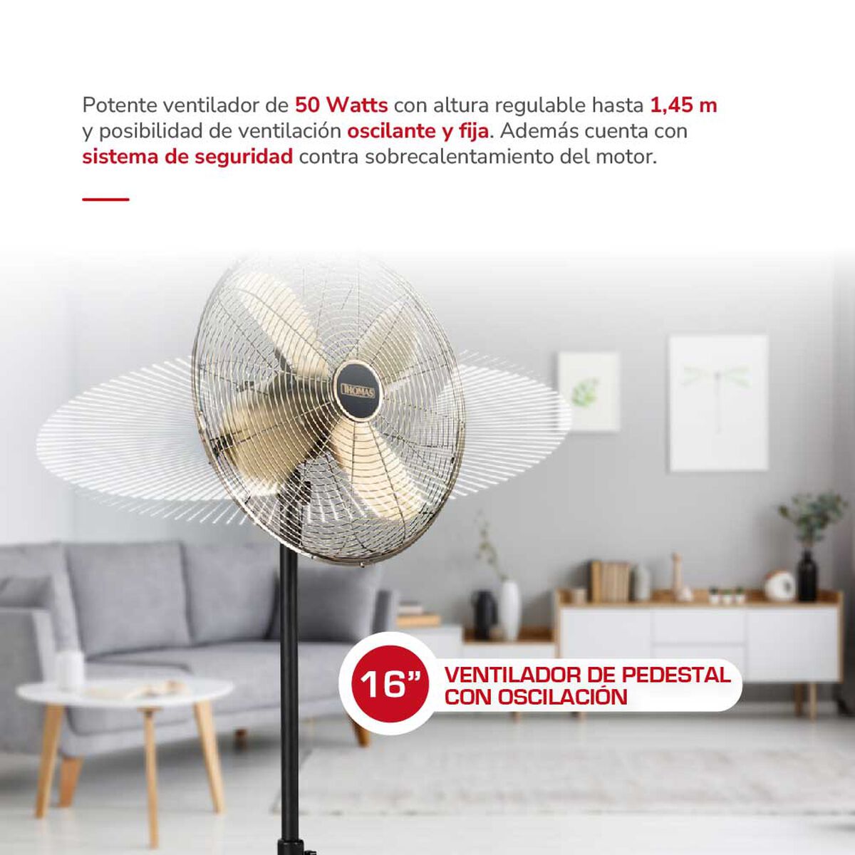 Ventilador de Pedestal Thomas TH-16BNP Bronce