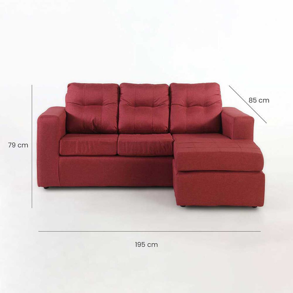 Sofá Modular Kea Rodas 3 Cuerpos Rojo