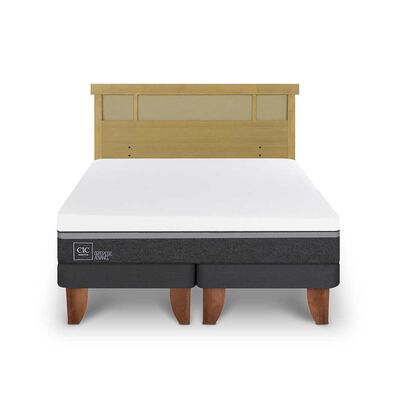 Imagen 1 del producto Cama Europea CIC Base Dividida 2 Plazas Ortopedic Advance + Respaldo Dublin Mostaza