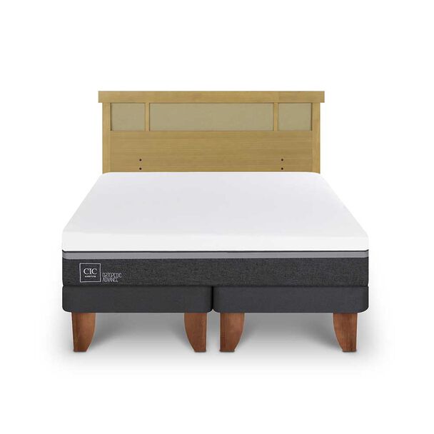 Cama Europea CIC Base Dividida 2 Plazas Ortopedic Advance + Respaldo Dublin Mostaza