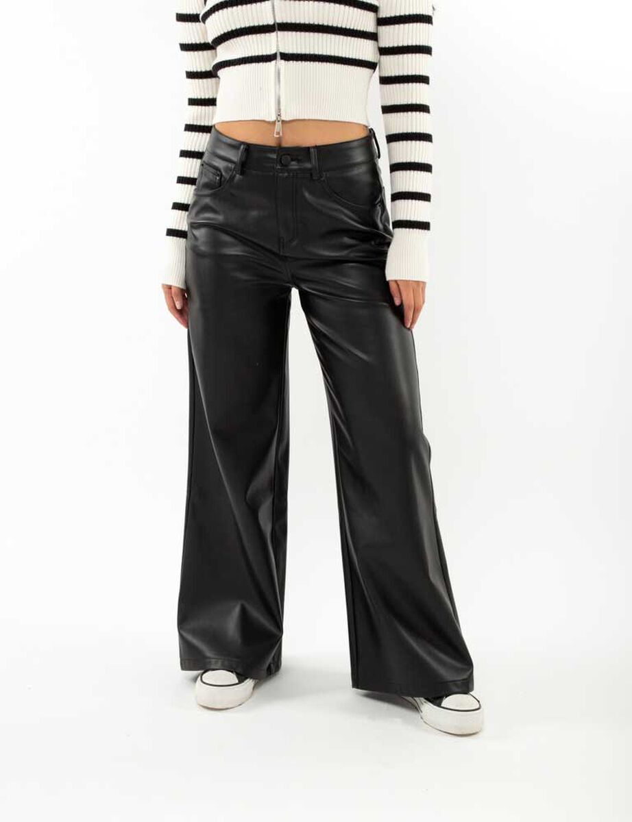 Pantalón Wide Led Ecocuero Mujer Icono