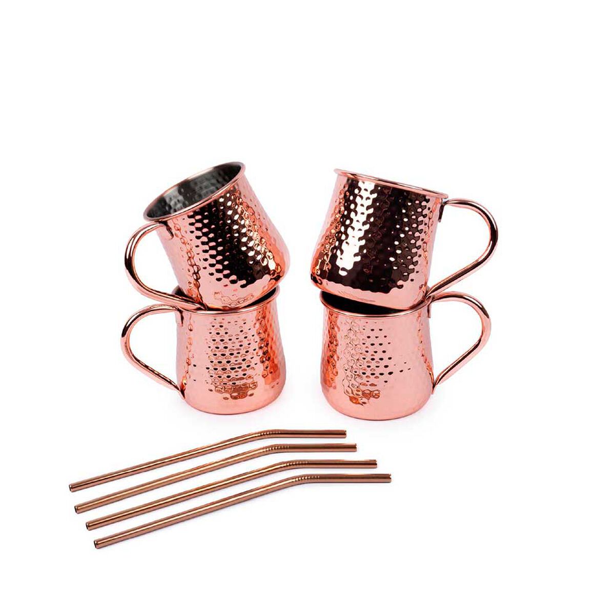 Set 4 Vasos Simplit Moscow Mule Mojito 500 Ml + Bombilla