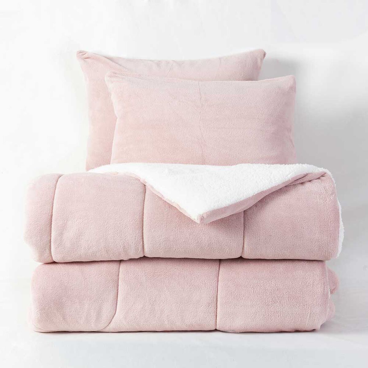 Plumón Coral Sherpa Mashini 2 Plazas Liso Rosado