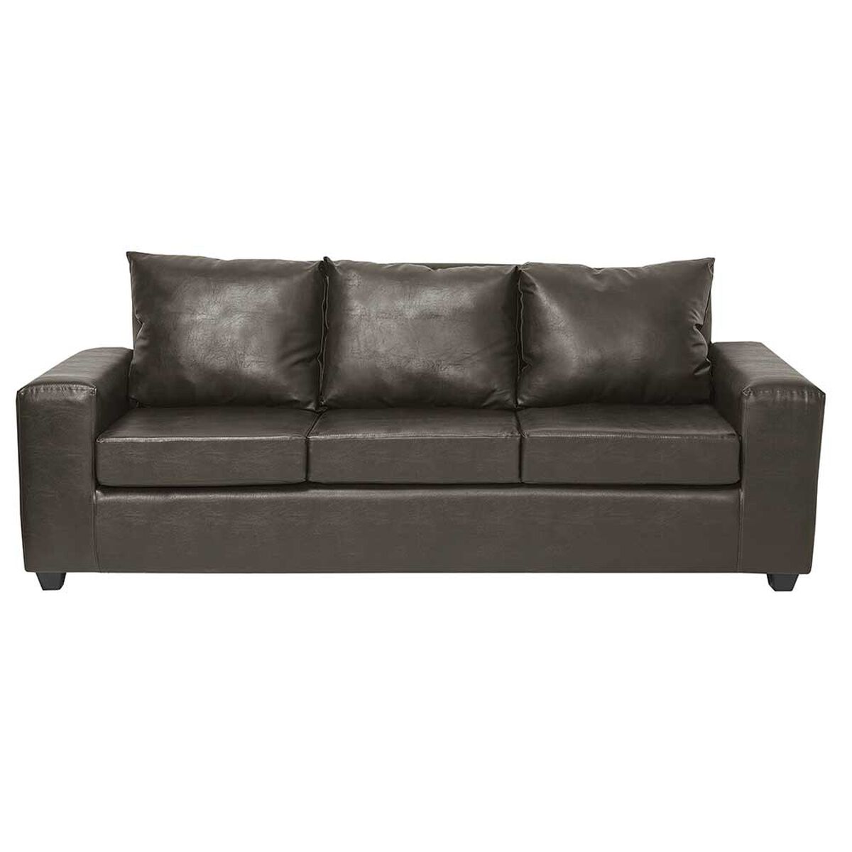 Juego de Living Innovamuebles Kahlo Sofá 3 Cuerpos + Dos Pouf 1 Cuerpo Café Oscuro