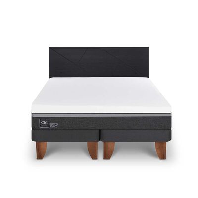 Cama Europea CIC Base Dividida 2 Plazas Ortopedic Advance + Respaldo Villarrica Negro