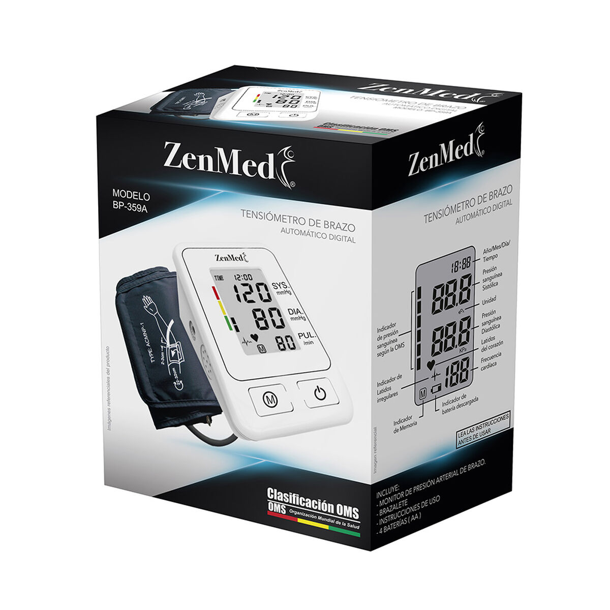 Tensiómetro de Brazo ZENMED LCD Digital 2,8" Blanco