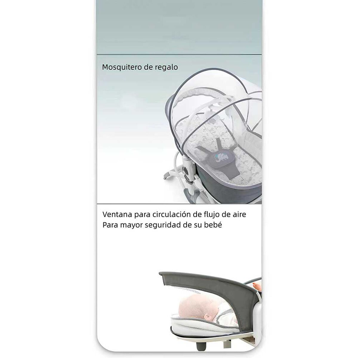 Cuna Moisés y Columpio con Vibración 2 en 1 Lubabycas Gris
