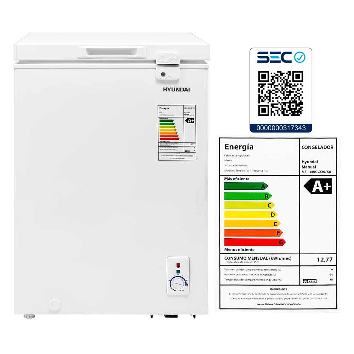 Freezer Hyundai MF-100C 94 lt