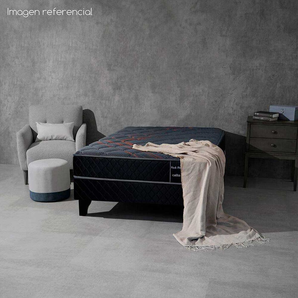 Cama Europea Celta 1 Plaza Black Plus