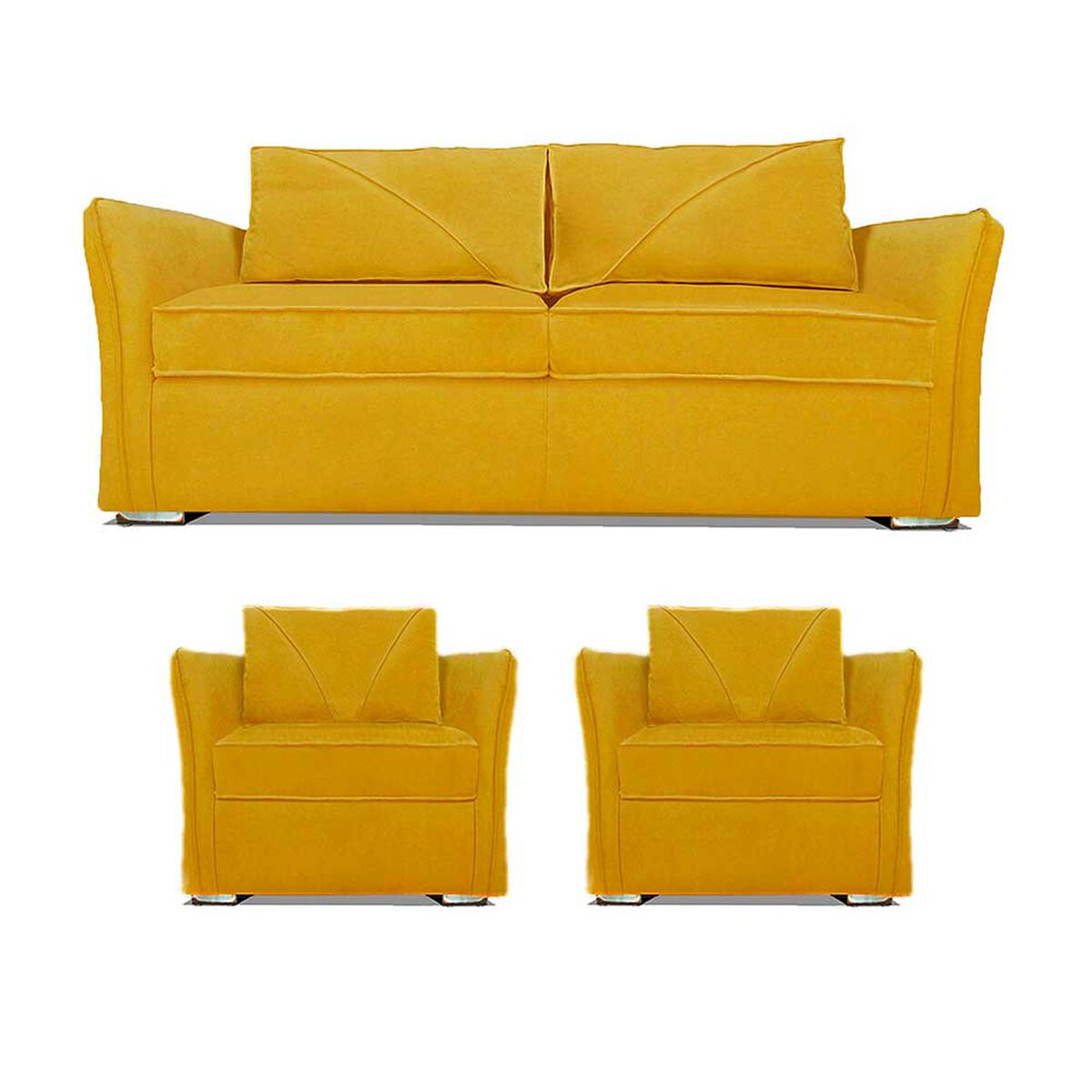 Juego de Living Elegant Detail Atlanta   Sofá 3 Cuerpos + Dos Sillones 1 Cuerpo Oro