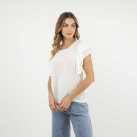 Polera Manga Corta Vuelos Mujer Zibel Blanco, Negro, Print-1