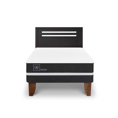 Cama Europea CIC 1,5 Plazas Ortopedic + Respaldo Munich Negro