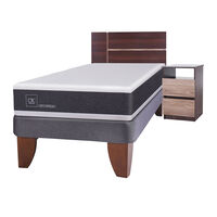 Cama Europea CIC 1,5 Plazas Ortopedic + Respaldo + Velador