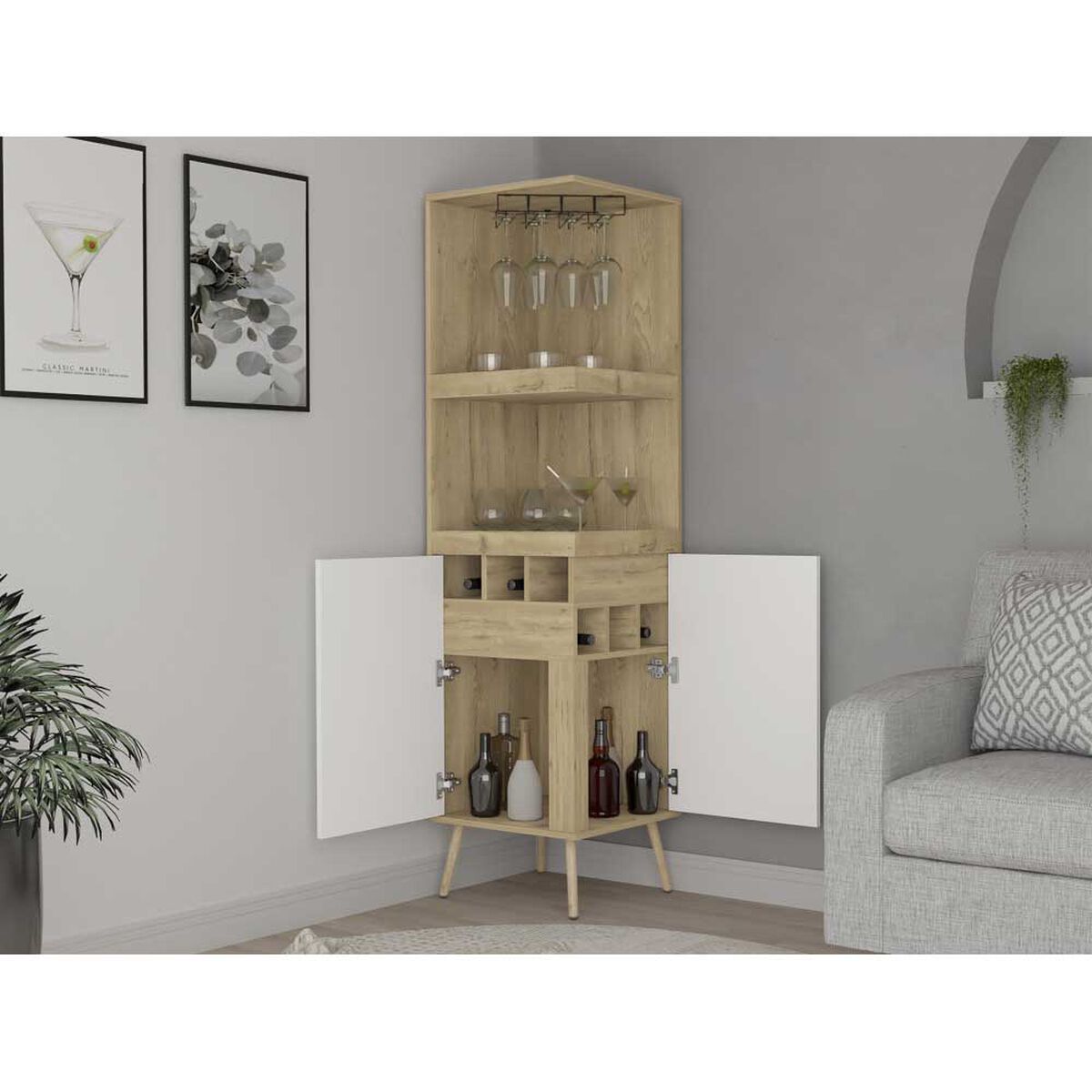 Bar Esquinero TuHome Huna 2 Puertas Blanco