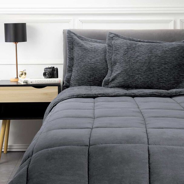 Plumón Melange Suede Zibel 1,5 Plazas Marengo